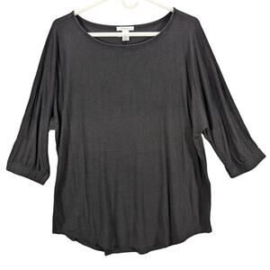 Daily Ritual Shirt Womens Large Black 3/4 sleeve Loose flowy Stretchy CLEARANCE